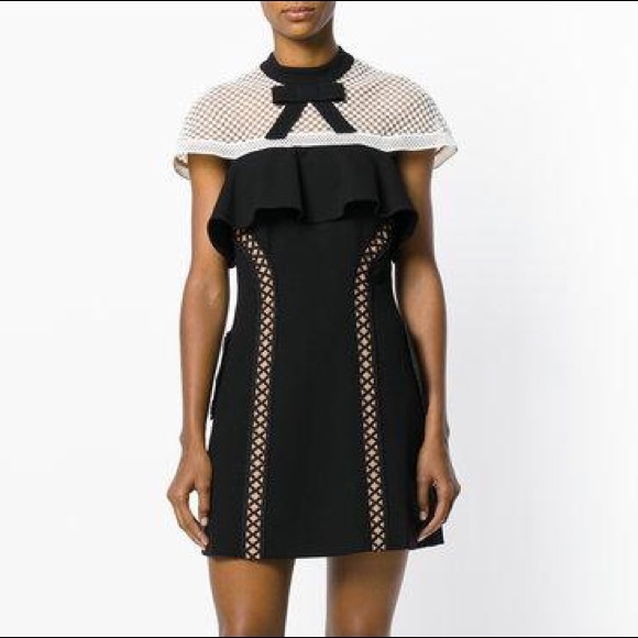 Self-Portrait | Dresses | Selfportrait Ditsy Mesh Cape Mini Dress Uk Us6 |  Poshmark